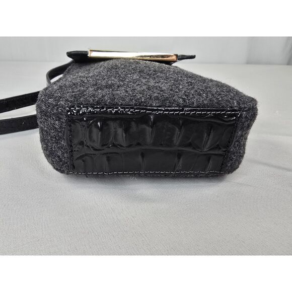 Brahmin Charcoal Magnetic Flap Small Crossbody Purse Bag Croc Embossed Leather - Picture 6 of 13
